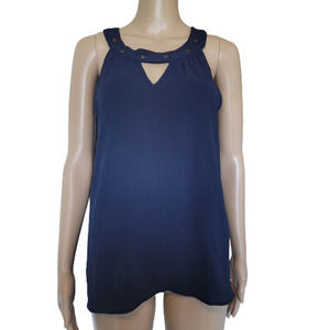 Speed Limit Women's Blue Sleeveless Keyhole Halter Neck Blouse Top Size M
